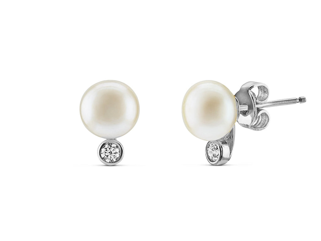 Mini Pearl & CZ Stud Earrings (7.5-8mm) - get-accessories