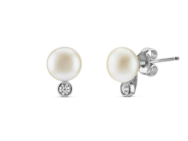 Mini Pearl & CZ Stud Earrings (7.5-8mm) - get-accessories