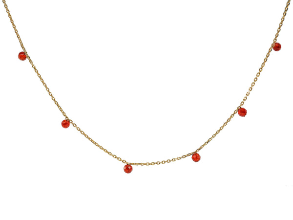 Golden Mini Red Agate Stone Necklace - get-accessories