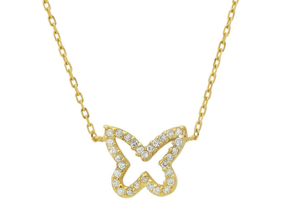 Golden Sparkling Open Butterfly Necklace - get-accessories