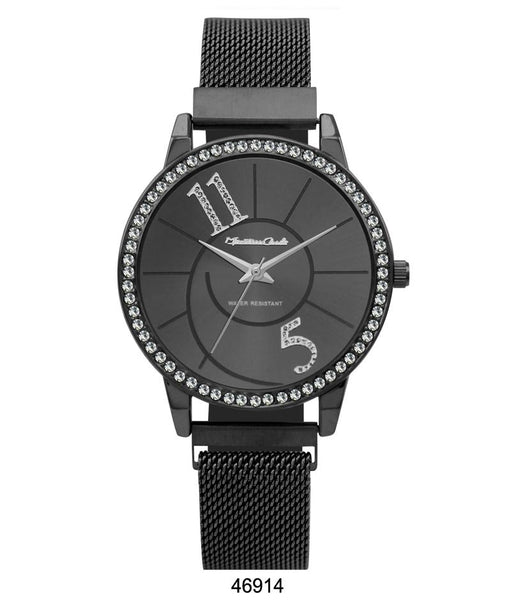 Montres Carlo Black Stainless Steel Mesh Band Watch with Magnetic Strap - get-accessories