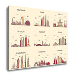 Gallery Wrapped Canvas, Dubai Arabian Peninsulskylines Line Art Style - get-accessories
