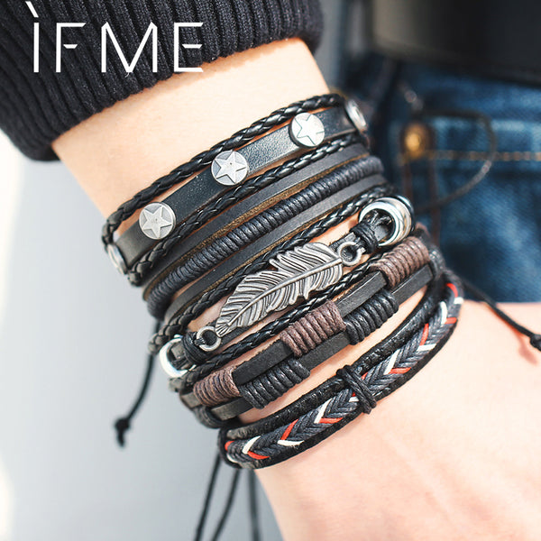 Vintage Multilayer Leather Bracelet Men Fashion - get-accessories
