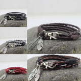 Leather Feather Charm Bracelets - get-accessories
