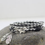 Leather Feather Charm Bracelets - get-accessories