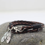 Leather Feather Charm Bracelets - get-accessories