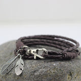 Leather Feather Charm Bracelets - get-accessories