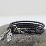 Leather Feather Charm Bracelets - get-accessories
