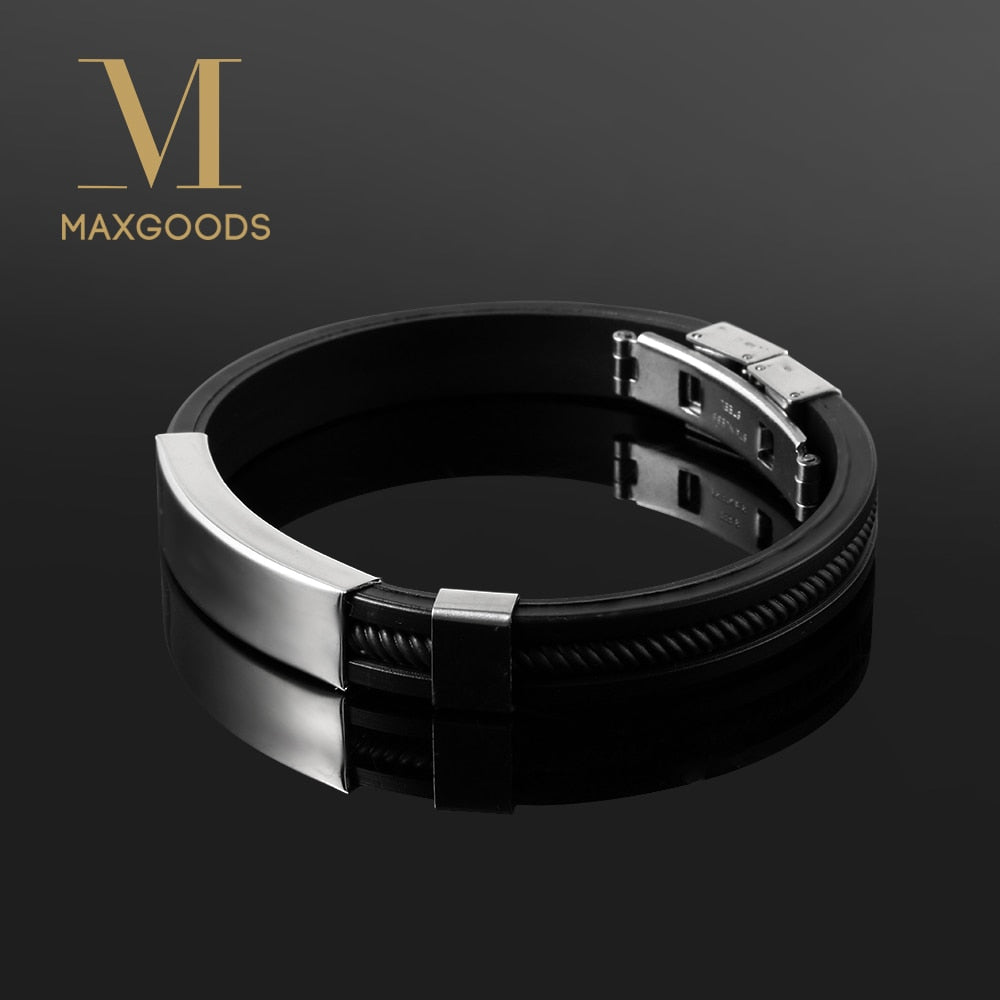Wristband Silicone Stainless Steel Men Bracelets - get-accessories
