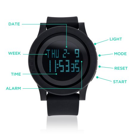 Fashion Digital Electronic Waterproof LED Date Military Sport Wrist Watch Alarm Casual Quartz - Black - get-accessories